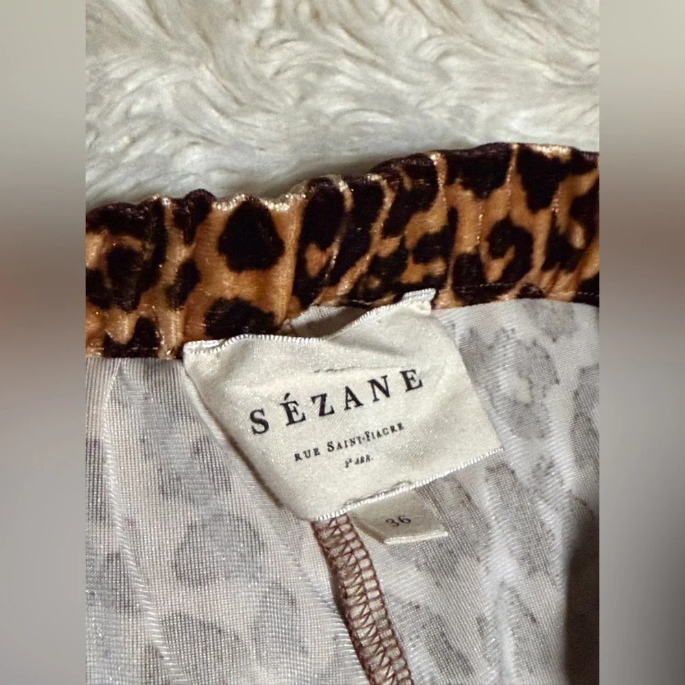 Sezane Gary Trouser in Velvet Leopard Print - Size 4